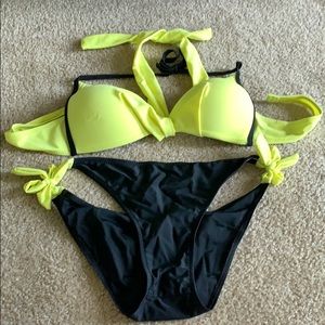 Yellow and black bikini